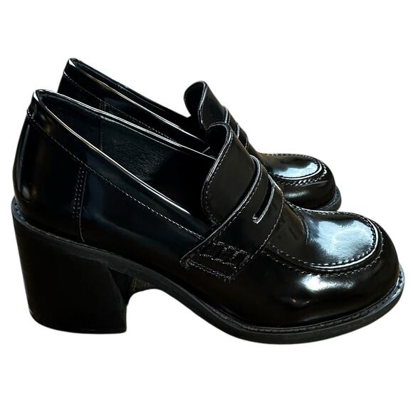 Steve Madden Womens Universe  Black Loafers Offord Chunky Pump 3' Heel Size 10 - Picture 5 of 16